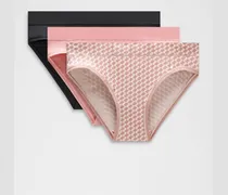 UnderEase Bikini-Unterwäsche mit mittelhohem Bund 3er-Pack für Frauen – Größe in Black/Pink Parade/Mosaic Geo Misty Shell Toasted Pink