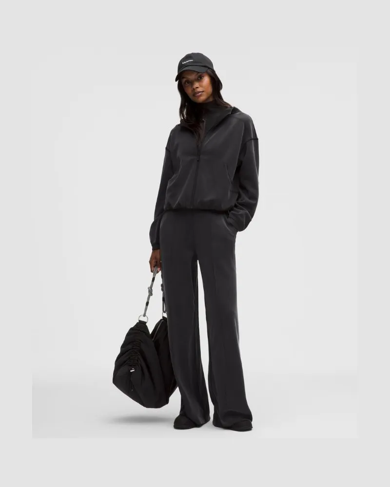 LULULEMON Pintuck-Hose mit hohem Bund und weitem Bein aus gebürstetem Softstreme Normale Länge für Frauen – Größe in Black Black