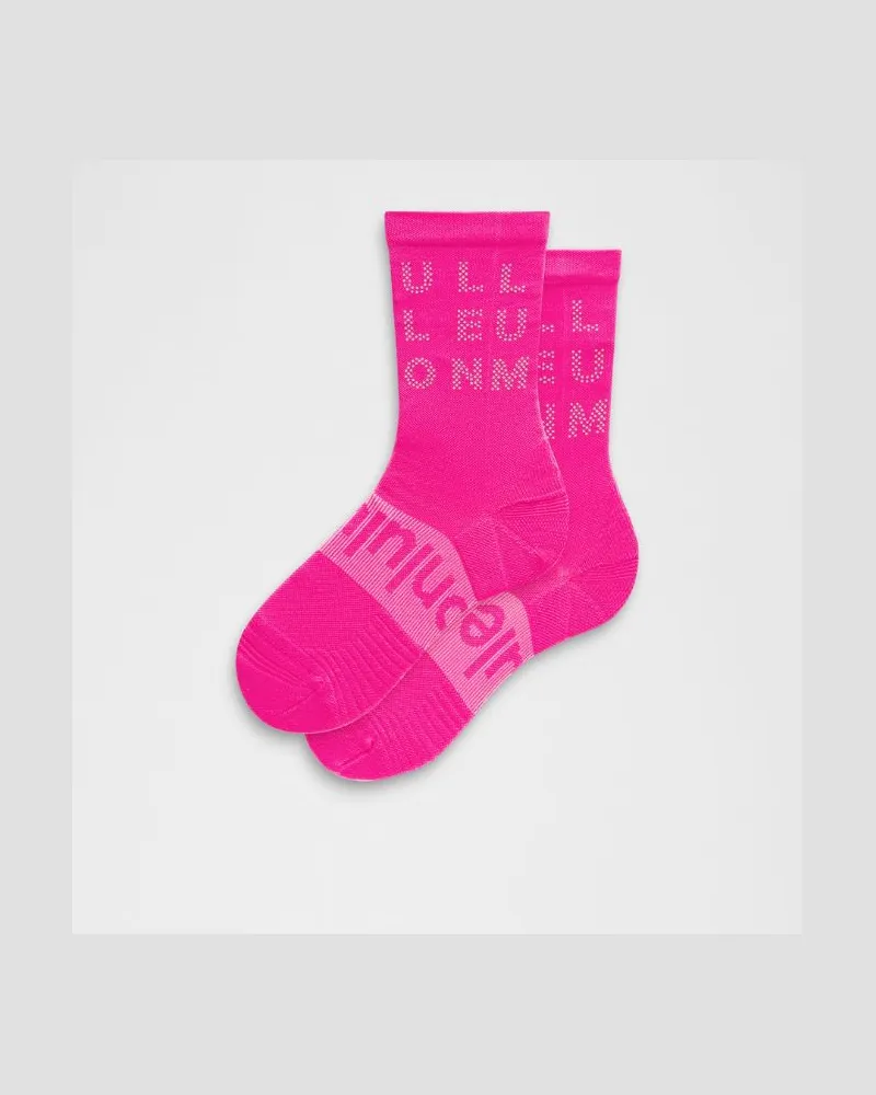 LULULEMON Power Stride Crew-Socken Reflektierend – Größe in Flamingo Fun Tone Flamingo