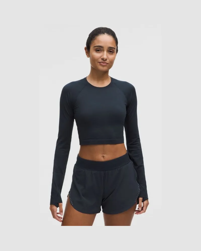 LULULEMON Swiftly Tech Cropped-Langarmshirt 2.0 für Frauen – Größe in True Navy True