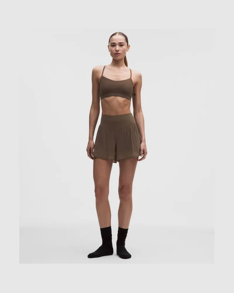 LULULEMON Yoga-Shorts mit hohem Bund aus Nulu und Mesh für Frauen – 9 cm – Größe in Walnut Crunch Walnut