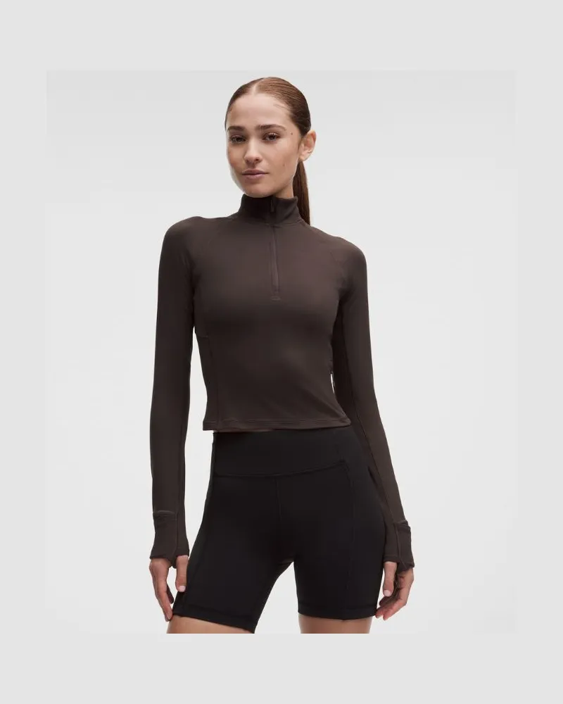 LULULEMON It's Rulu Crop-Oberteil mit halblangem Reißverschluss für Frauen – Größe in Mahogany Muse Mahogany