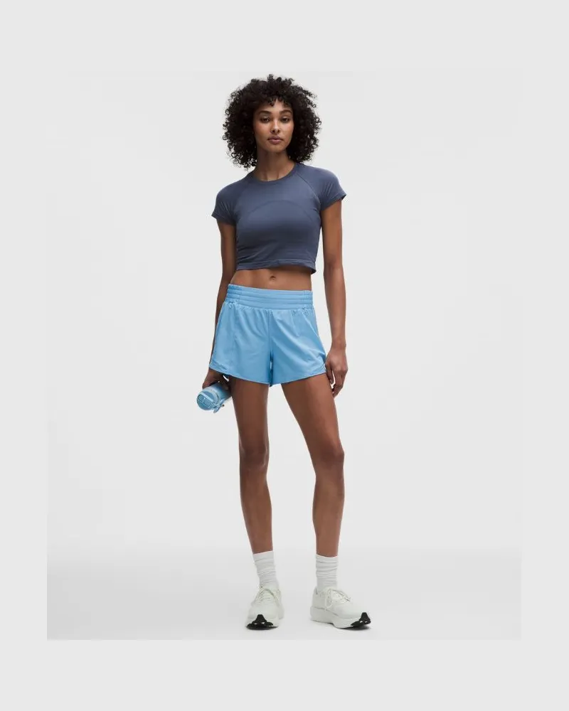 LULULEMON Hotty Hot Shorts mit hohem Bund und Liner für Frauen – 10 cm – Größe in Dreamy Blue Dreamy