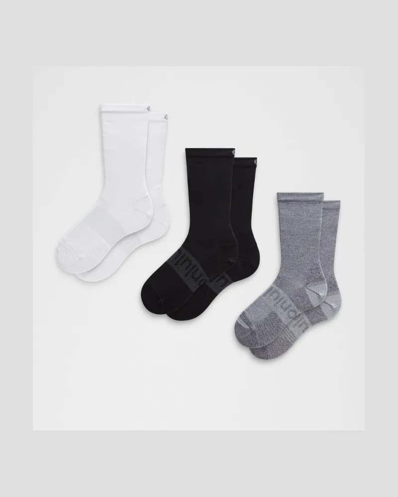 LULULEMON Power Stride Crew-Socken im 3er-Pack – Größe in White/Heather Grey/Black White