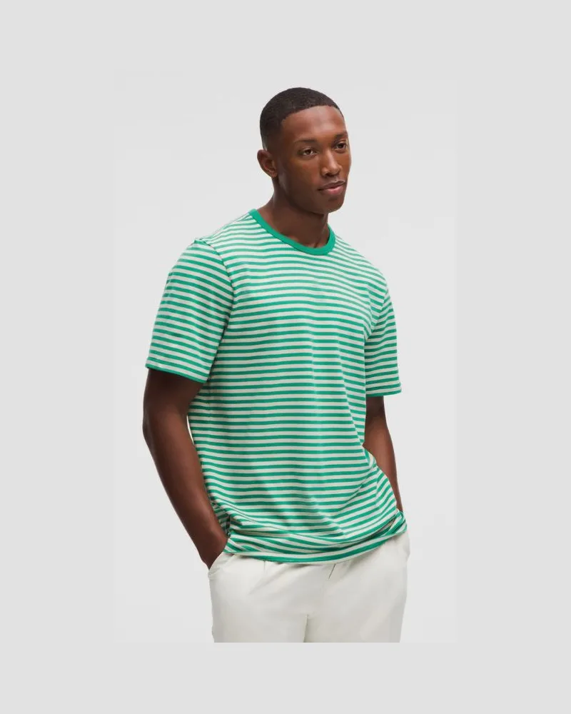 LULULEMON T-Shirt aus Bio- im Classic Fit für Männer – Größe in Narrow Bold Stripe Mojave Tan Cascadia Green Narrow