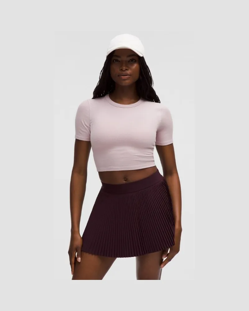 LULULEMON Hold Tight Crop-T-Shirt mit geradem Saum für Frauen – Größe in Mink Berry Mink