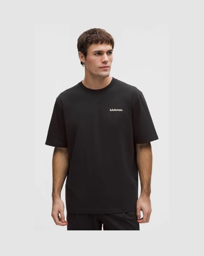LULULEMON T-Shirt aus schwerem Baumwolljersey Logo für Männer – Größe in Schwarz Schwarz