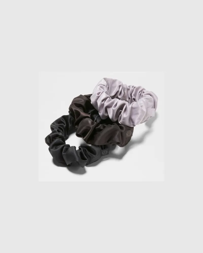 LULULEMON Uplifting Scrunchies aus Satin 3er-Pack in Icy Taupe/Black/Mahogany Muse Icy
