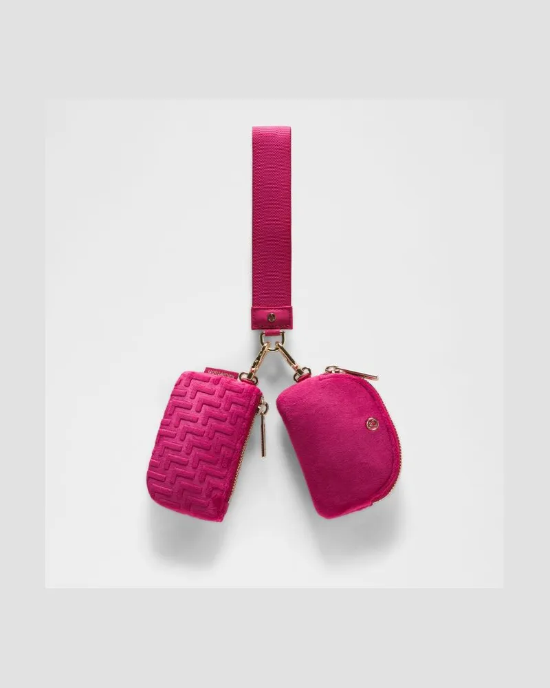 LULULEMON Dual Pouch Wristlet L Monogram Velvet in Berry Rumble Berry