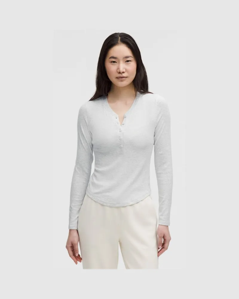 LULULEMON Hold Tight Henley-Langarmshirt für Frauen – Größe in Heathered Core Ultra Light Grey Heathered