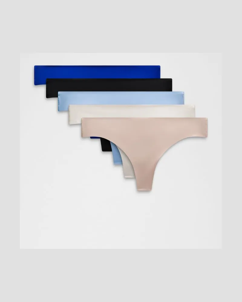 LULULEMON InvisiWear String mit mittelhohem Bund 5er-Pack für Frauen – Größe in Black/Light Ivory/Misty Shell Black