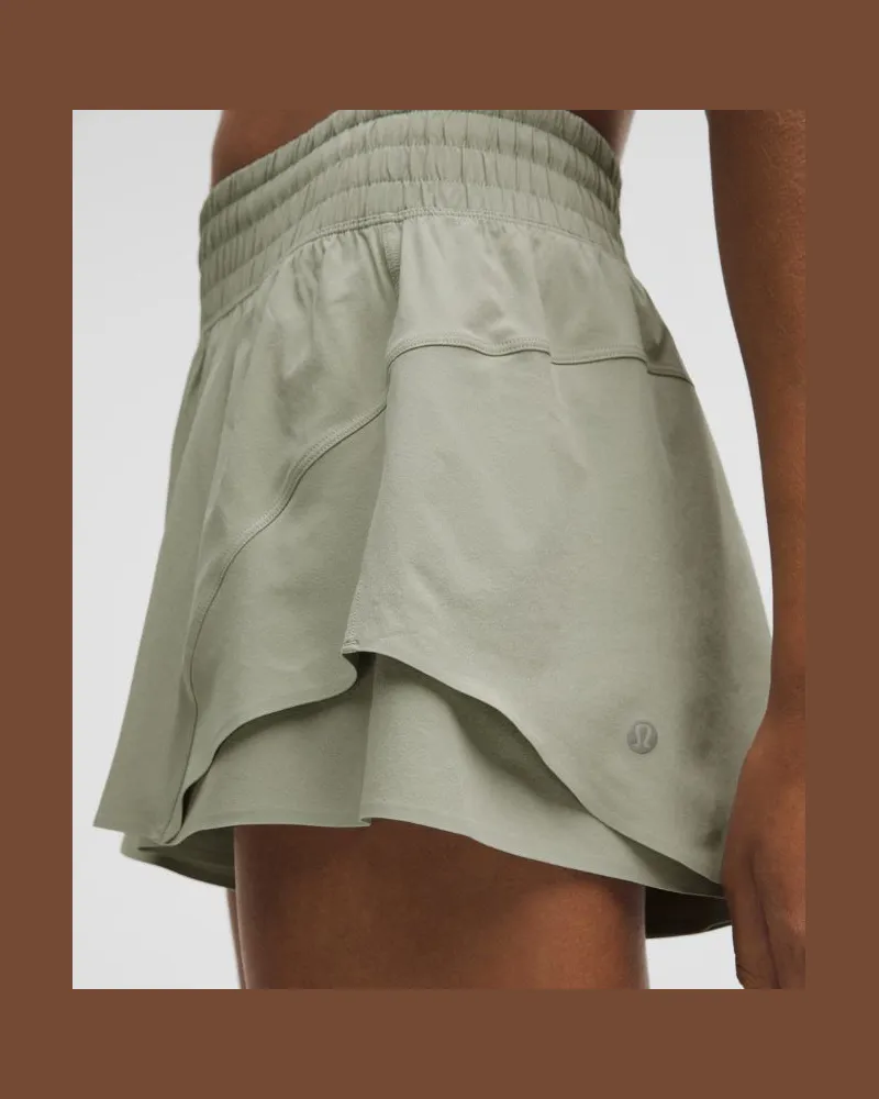LULULEMON Shake It Out Lauf-Shorts mit hohem Bund für Frauen – 6 cm – Größe in Fog Green Fog
