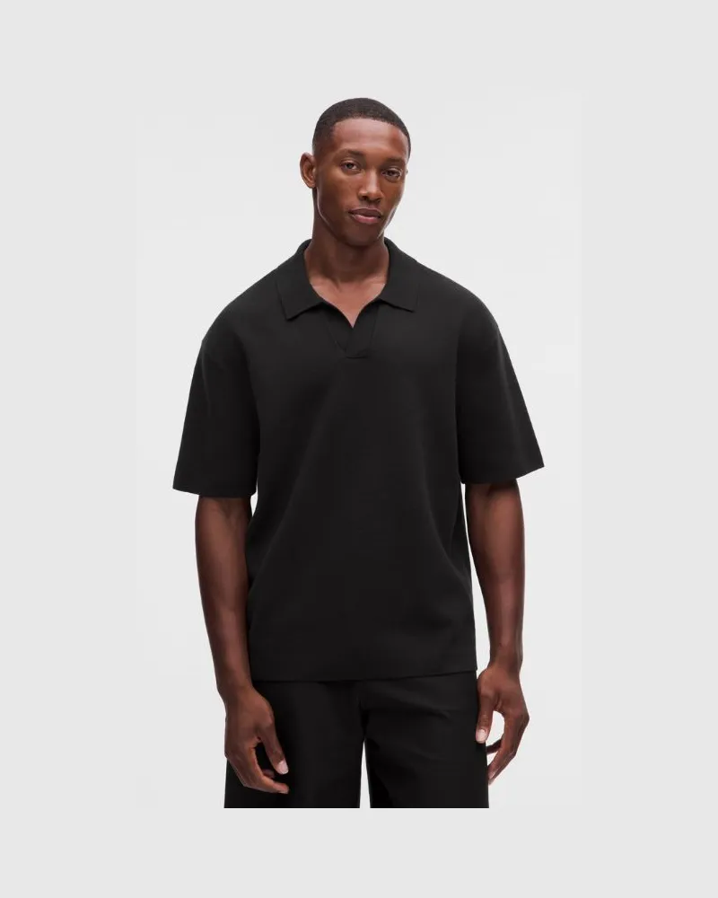 LULULEMON Kurzarm-Poloshirt aus Baumwollgemisch für Männer – Größe in Schwarz Schwarz
