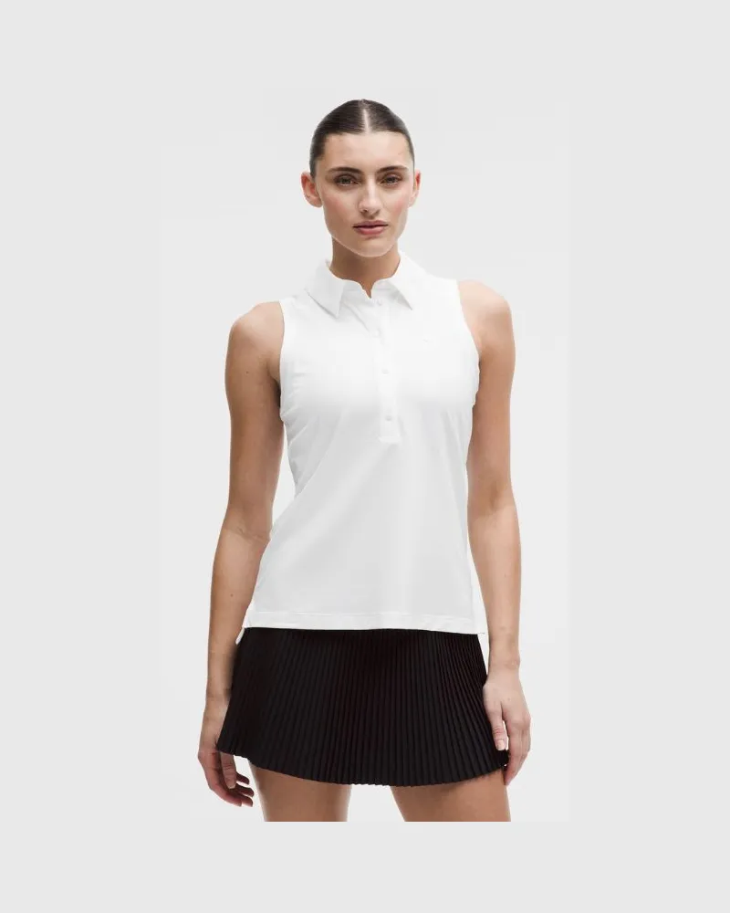 LULULEMON Quick Dry Ärmelloses Poloshirt Mit geradem Saum für Frauen – Größe in White White