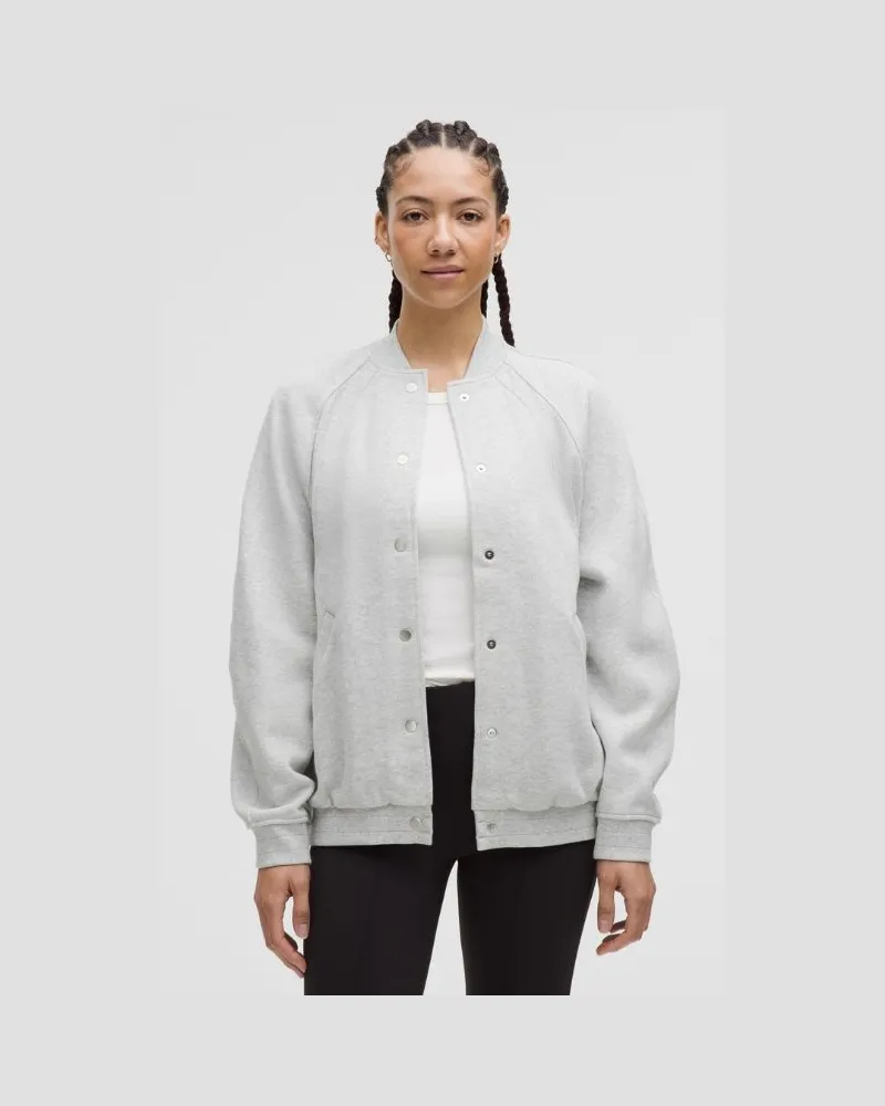 LULULEMON Scuba Oversized-Jacke im College-Look für Frauen – Größe in Heathered Core Ultra Light Grey Heathered