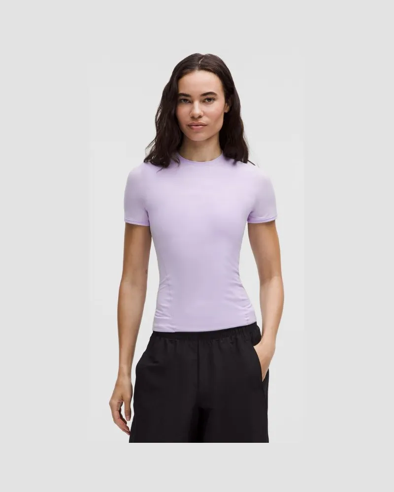 LULULEMON Wundermost Hüftlanges Kurzarmshirt mit Rundhalsausschnitt aus Ultra-Soft Nulu für Frauen – Größe in Lavender Frost Lavender