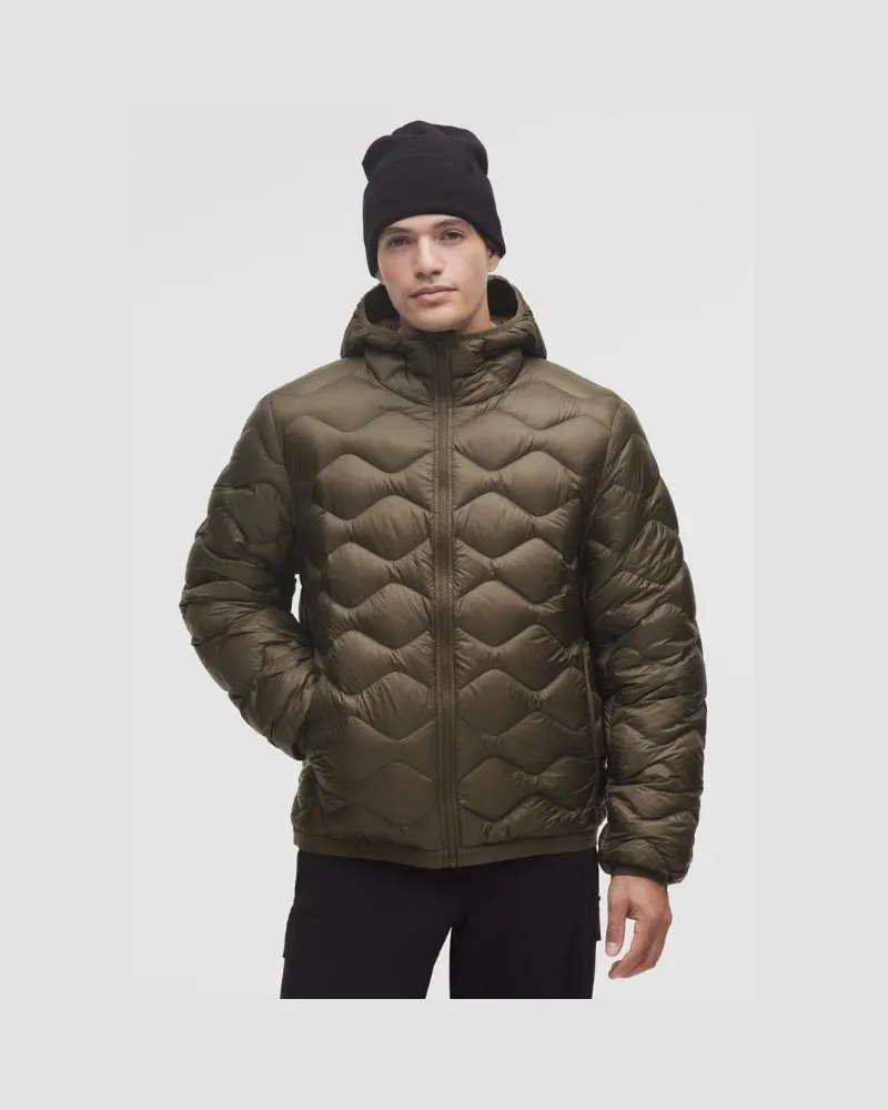 LULULEMON Featherweight 900-Down-Fill Quilted Hooded Jacket für Männer – Größe in Olive Brown Olive