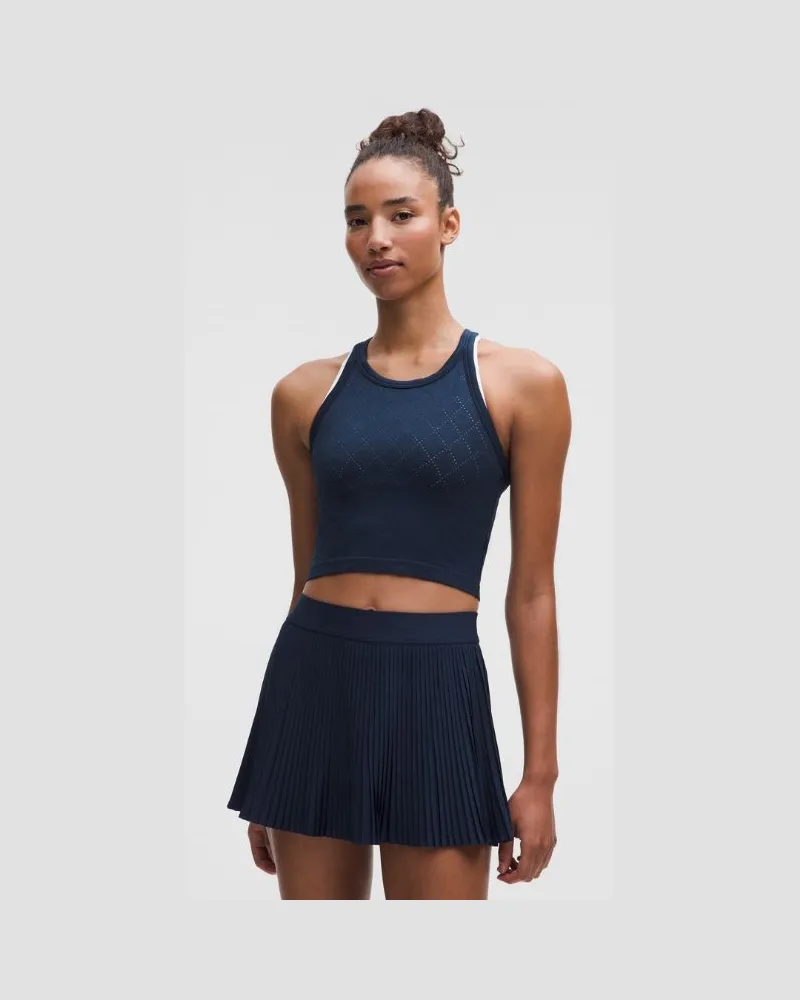 LULULEMON Swiftly Tech Cropped Round-Neck Tank Top 2.0 für Frauen – Größe in Diamond Drop Club Blue Diamond