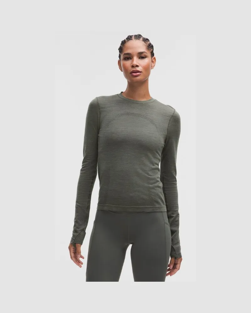LULULEMON Swiftly Langarmshirt aus Wolle für Frauen – Größe in Palm Deco/White Palm