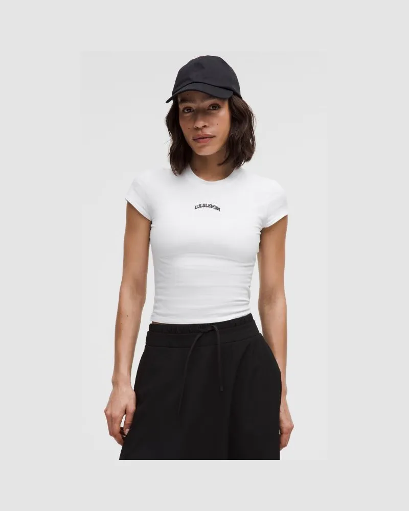 LULULEMON Baby-Tee aus Bio- College-Style für Frauen – Größe in Weiß/Schwarz Weiß