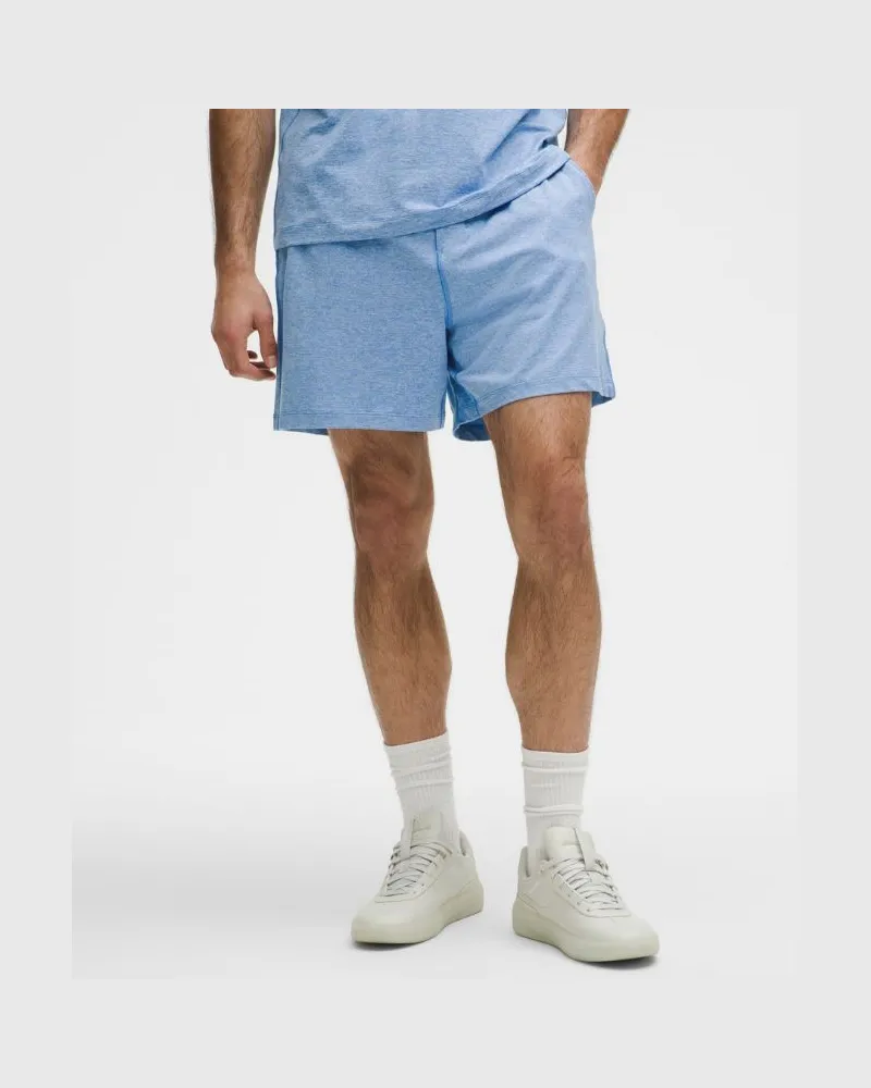 LULULEMON Soft Jersey Shorts für Männer – 13 cm – Größe in Heathered Pool Party/Heathered Ocean Air Heathered