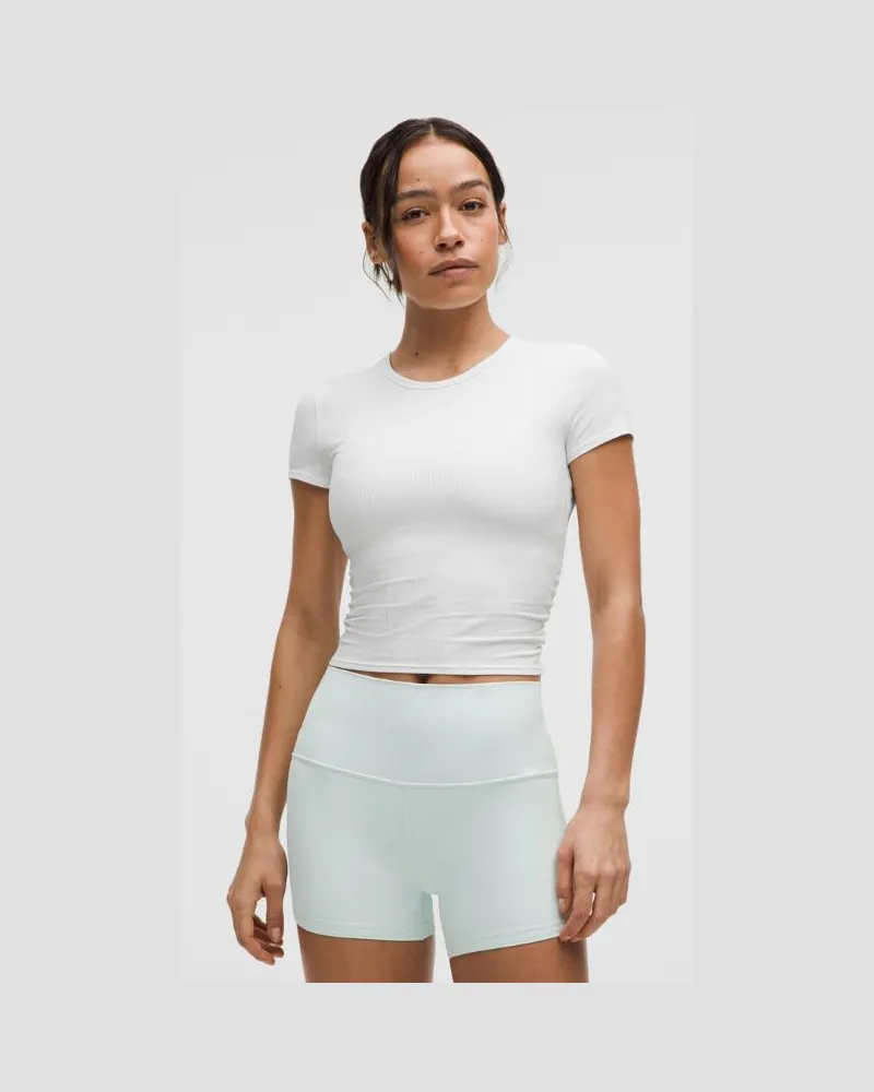 LULULEMON All It Takes Geripptes Kurzarmshirt mit Twist-Detail auf der Rückseite für Frauen – Größe in White White