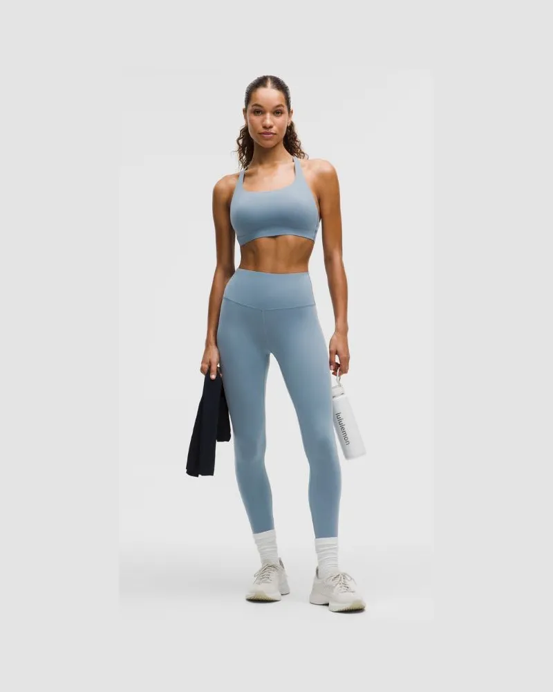 LULULEMON Wunder Train Crop Leggings mit hohem Bund für Frauen – 58 cm – Größe in Steel Blue Steel