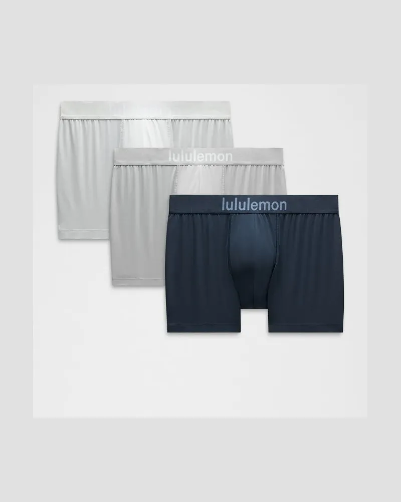 LULULEMON Softe, stretchige Boxershorts 3er-Pack für Männer – 8 cm – Größe in True Navy/Silver Drop/Vapor True