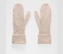 Rippstrick-Fäustlinge mit breitem Bündchen – Khaki – Größe