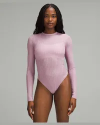 LULULEMON Wundermost Ribbed Wool Crewneck Long-Sleeve Bodysuit Rose