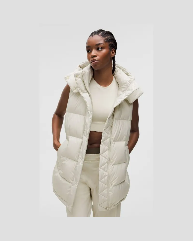LULULEMON Mittellange Puffer-Weste mit Füllkraft 600 für Frauen – Größe in Bone Bone