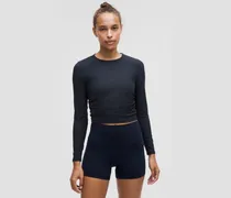 All It Takes Geripptes Langarmshirt aus Nulu für Frauen – Größe in True Navy