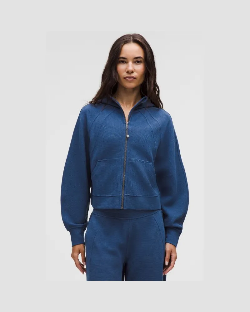 LULULEMON Scuba Oversized-Hoodie mit Reißverschluss Waffelmuster für Frauen – Größe in Heathered Blue Twill Heathered
