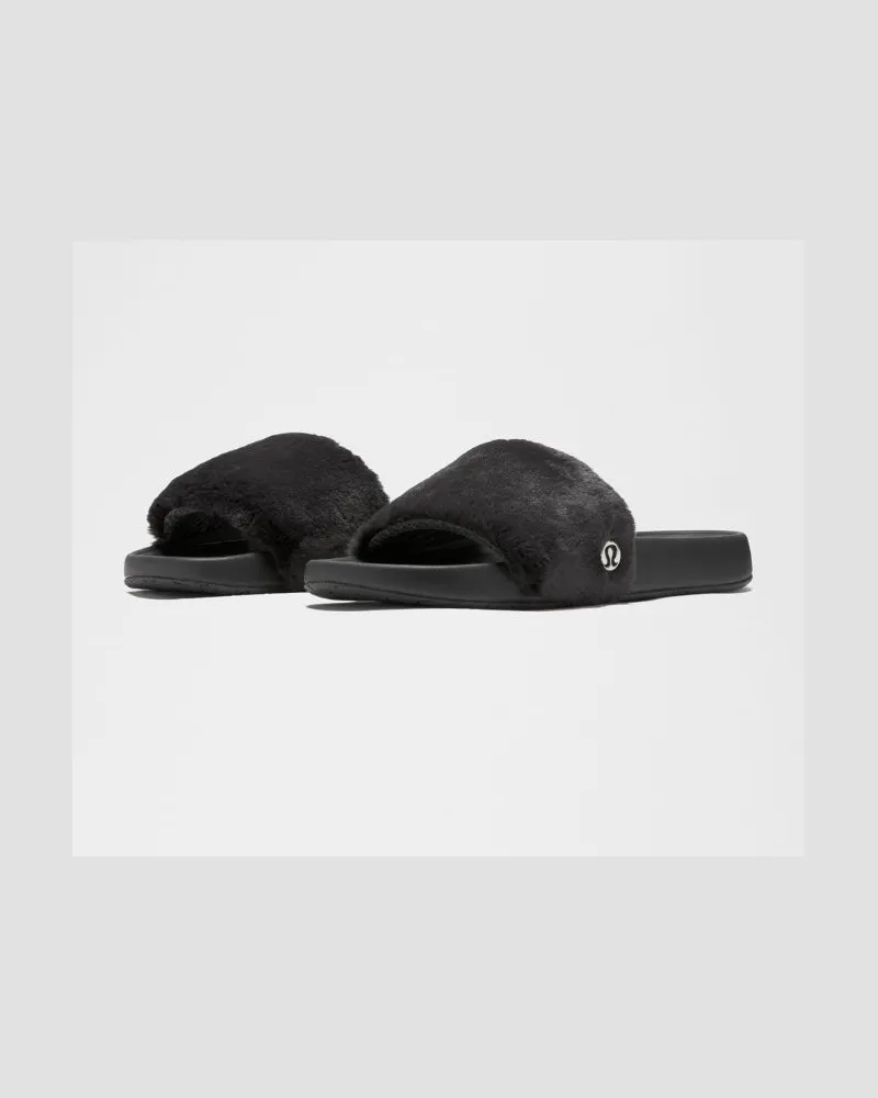 LULULEMON Restfeel Slide mit Kunstfellriemen für Frauen – Größe in Black/Silver Black