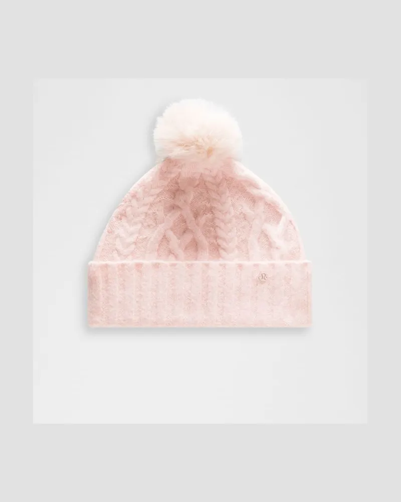 LULULEMON Beanie mit Zopfmuster und Bommel aus einem Alpaka-Wollgemisch in Heathered Pink Bliss Heathered