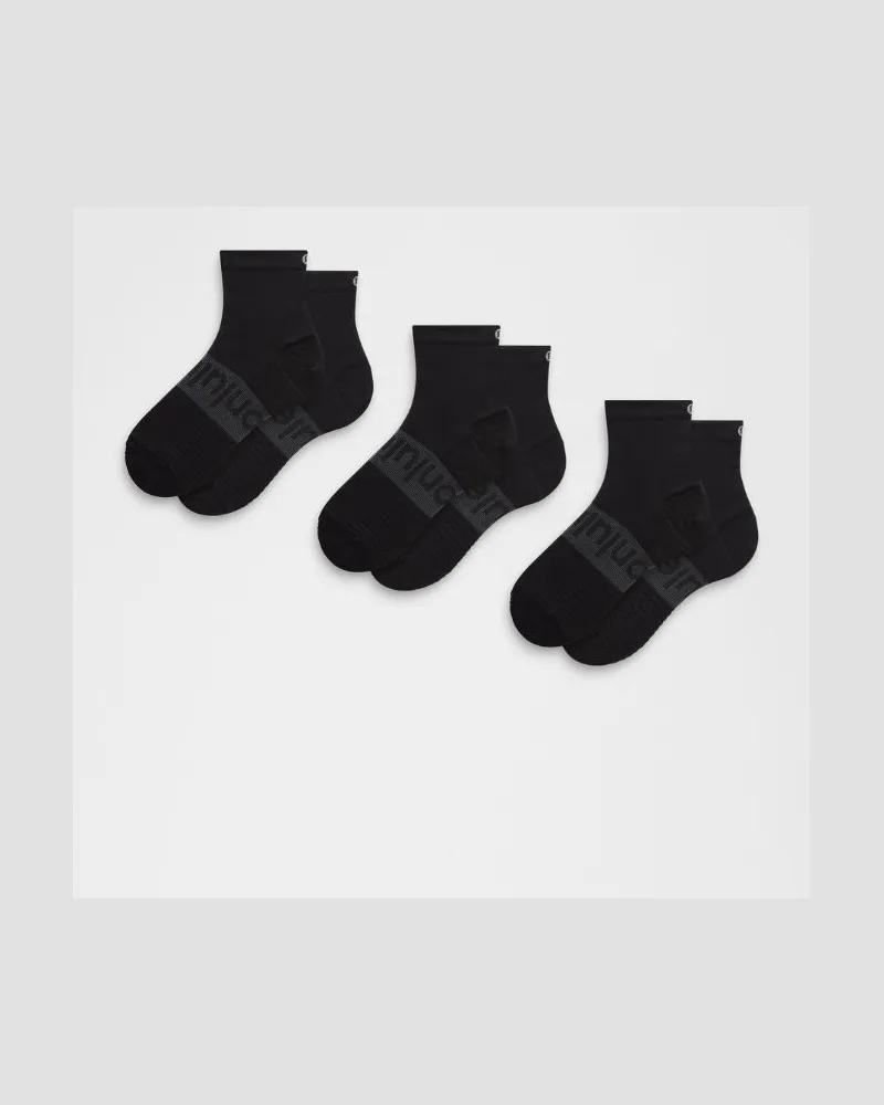 LULULEMON Unisex Power Stride Ankle Socks 3er-Pack – Größe in Black Black