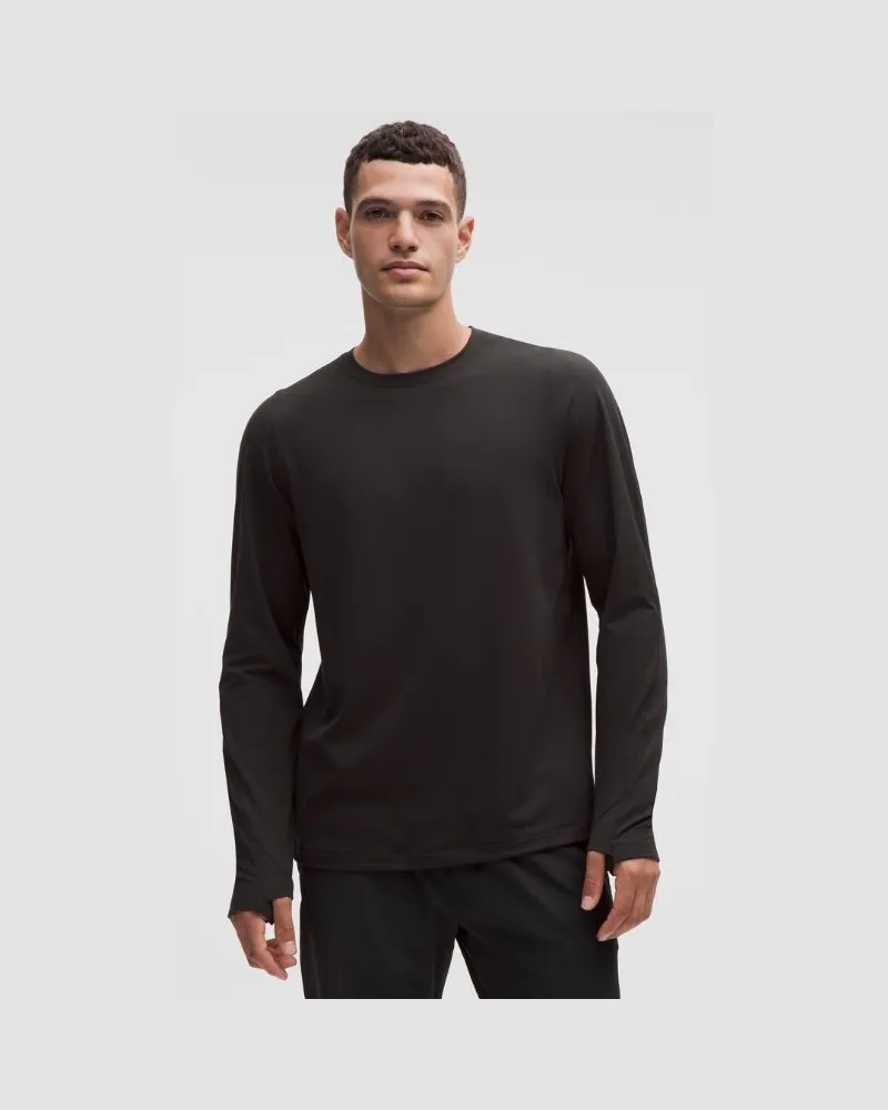 LULULEMON Rulu -Langarmshirt mit Rundhalsausschnitt für Männer – Größe in Schwarz Schwarz