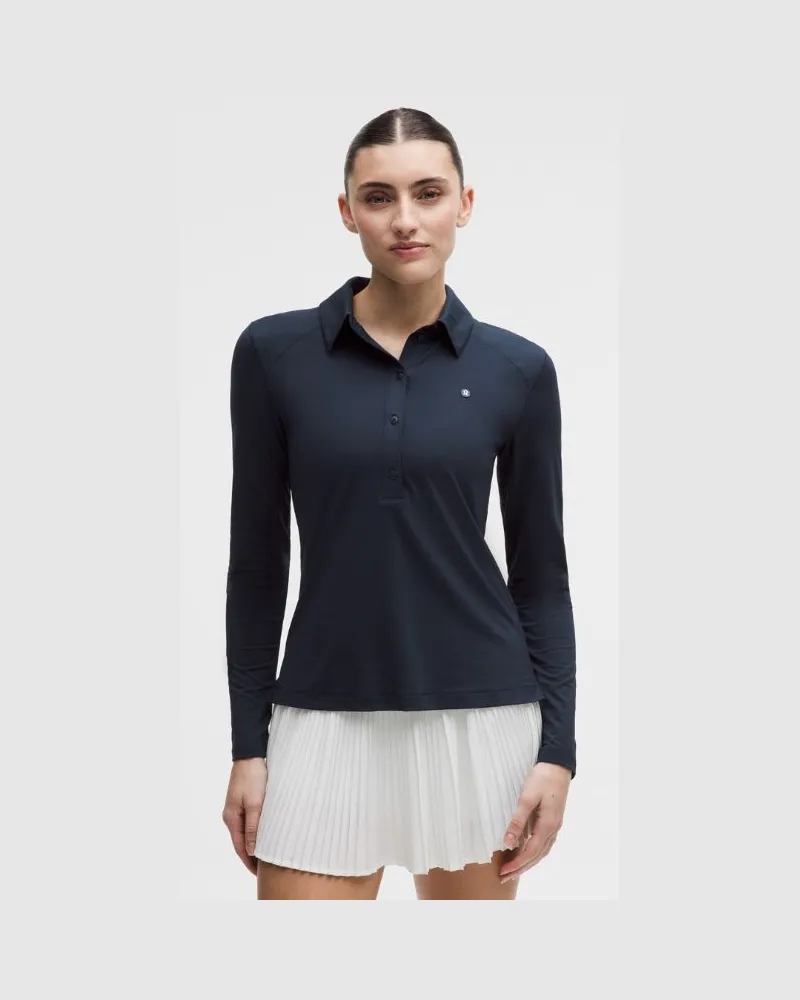LULULEMON Quick-Dry Long-Sleeve Polo Shirt Straight Hem für Frauen – Größe in True Navy True