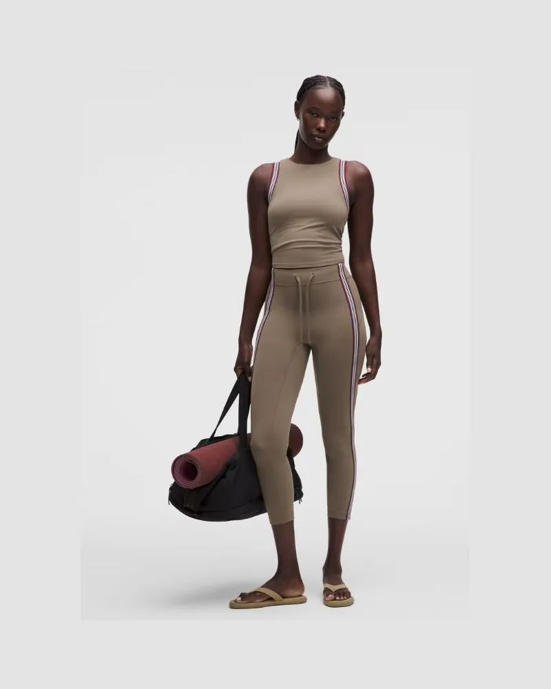 LULULEMON Groove-Leggings mit hohem Bund Streifen für Frauen – 64 cm – Größe in Cypress Forest/Burgundy Bay Cypress