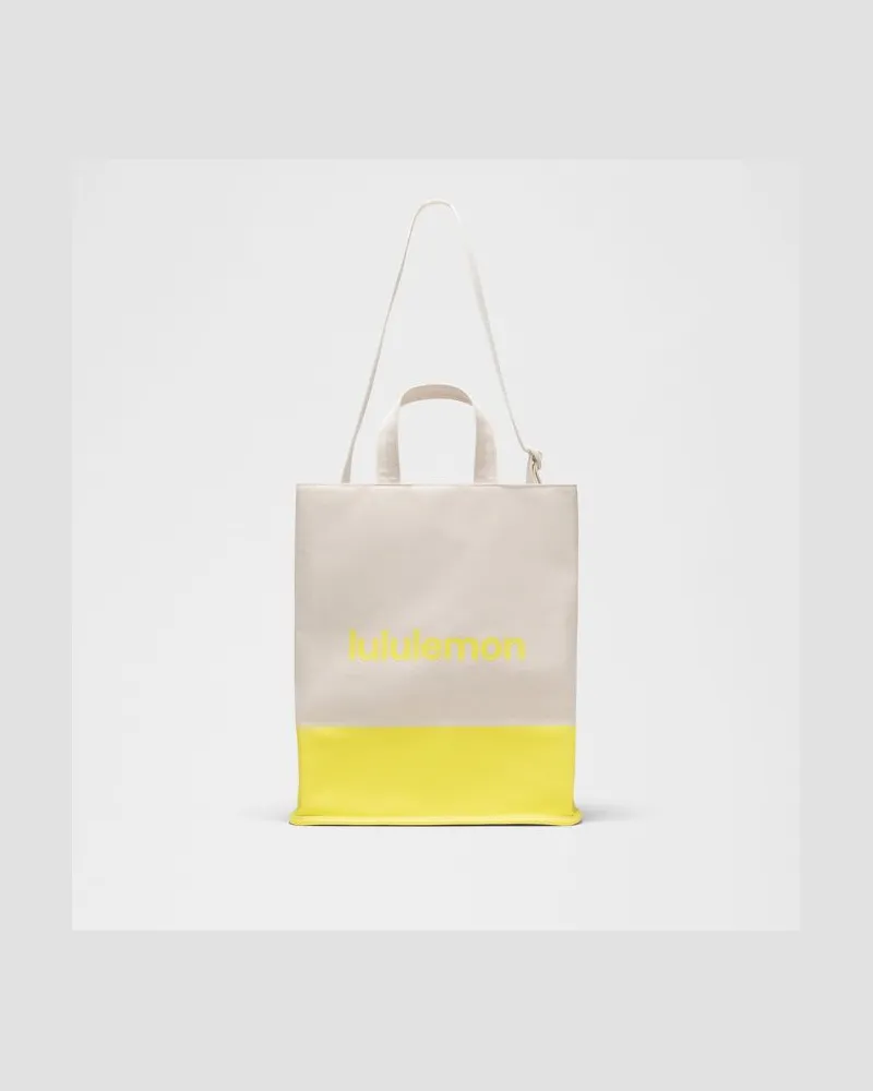 LULULEMON Canvas-Tote-Bag Größe in Natural/Lime & Yours Natural