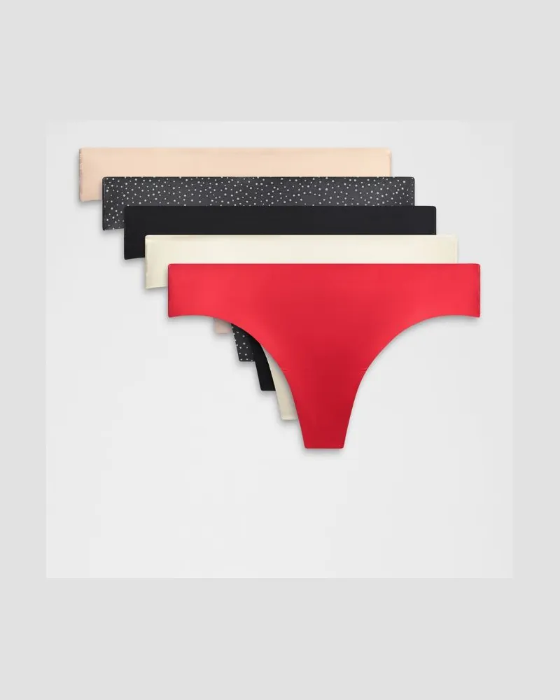 LULULEMON InvisiWear String mit mittelhohem Bund 5er-Pack Holiday für Frauen – Größe Black