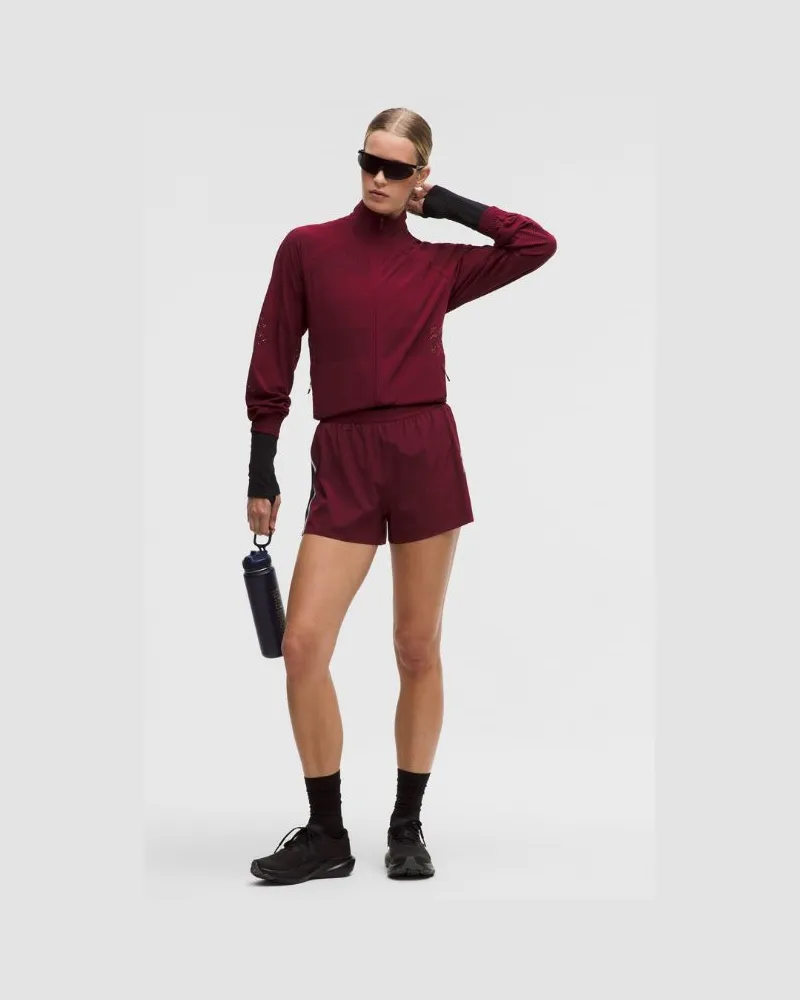 LULULEMON Shorts mit hohem Bund und Schlitz Streifen für Frauen – 8 cm – Größe in Burgundy Bay/True Navy/Light Ivory Burgundy