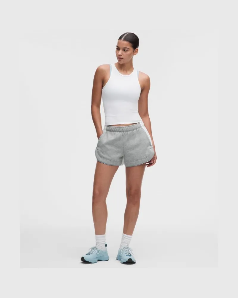 LULULEMON Scuba-Shorts mit mittelhohem Bund und geschwungenem Dolphin-Saum Color-Blocking für Frauen – 8 cm – Größe Heathered
