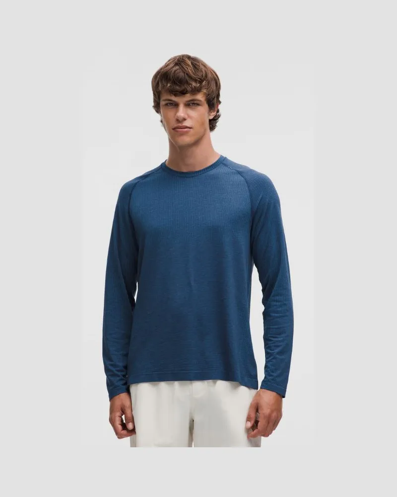 LULULEMON Metal Vent Tech Langarmshirt e Passform für Männer – Größe in Chalk Blue/Blue Twill Chalk