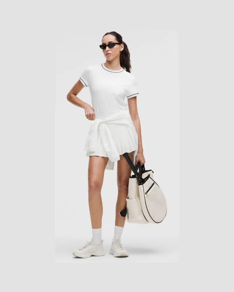 LULULEMON Tennis-Kurzarmshirt mit Rundhalsausschnitt Grafik für Frauen – Größe in White/Club Blue White