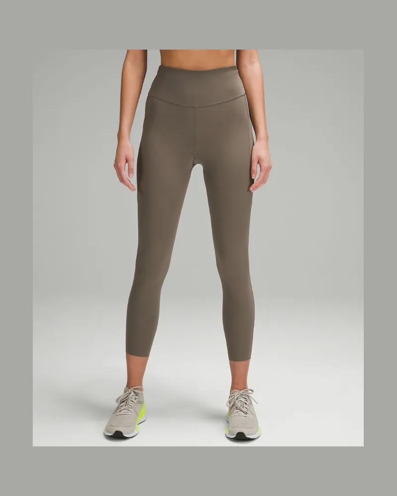 LULULEMON Fast and Free Leggings mit hohem Bund 5 Taschen für Frauen – 64 cm – Größe in Nomad Nomad