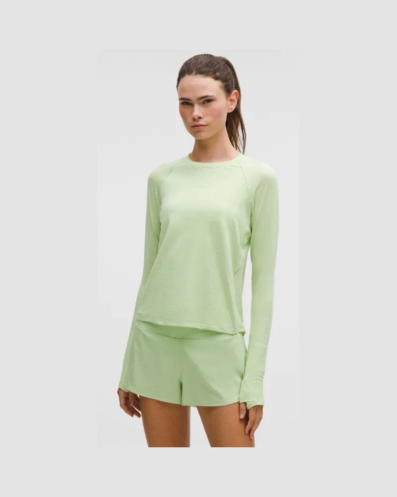 LULULEMON Swiftly Langarmshirt mit Mesheinsatz hinten für Frauen – Größe in Lemongrass Lemongrass