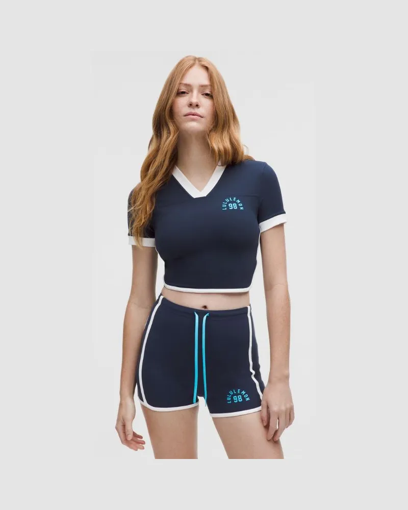 LULULEMON Nulu Sporty Trim Short-Sleeve Shirt für Frauen – Größe in Club Blue/White Club