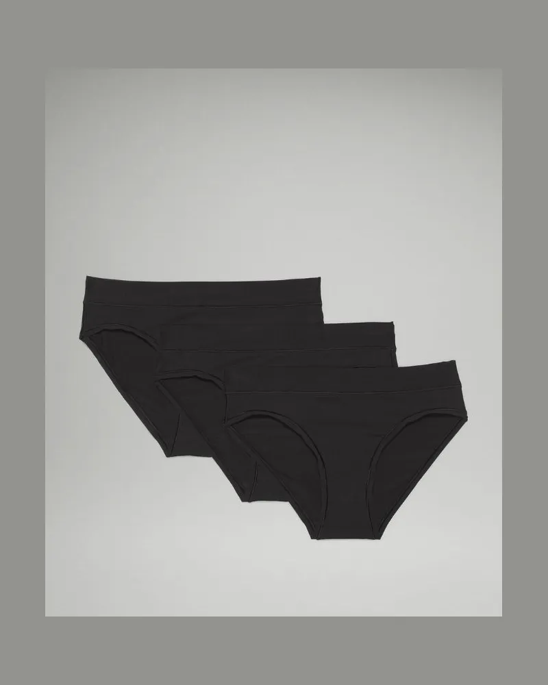 LULULEMON UnderEase Bikini-Unterwäsche mit mittelhohem Bund 3er-Pack für Frauen – Größe in Black Black