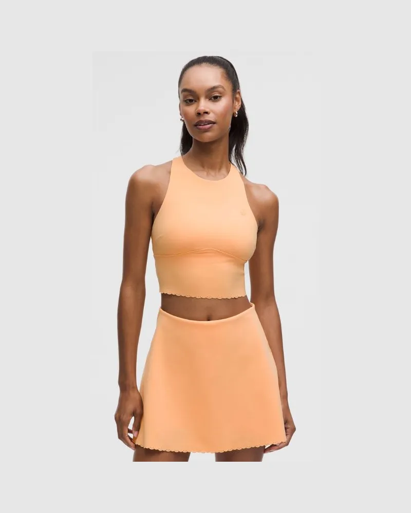 LULULEMON Hochgeschlossenes Tennis-Tanktop mit Muschelsaum Mittlerer Halt für B/C-Cups für Frauen – Orange – Größe Rock
